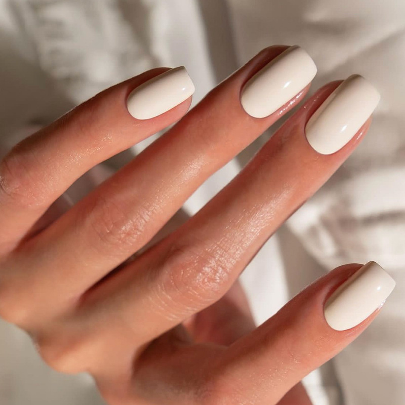 New Solid Color Wearing Nail Stickers Rectangular White Removable Nail Patch Finished Nail Stickers