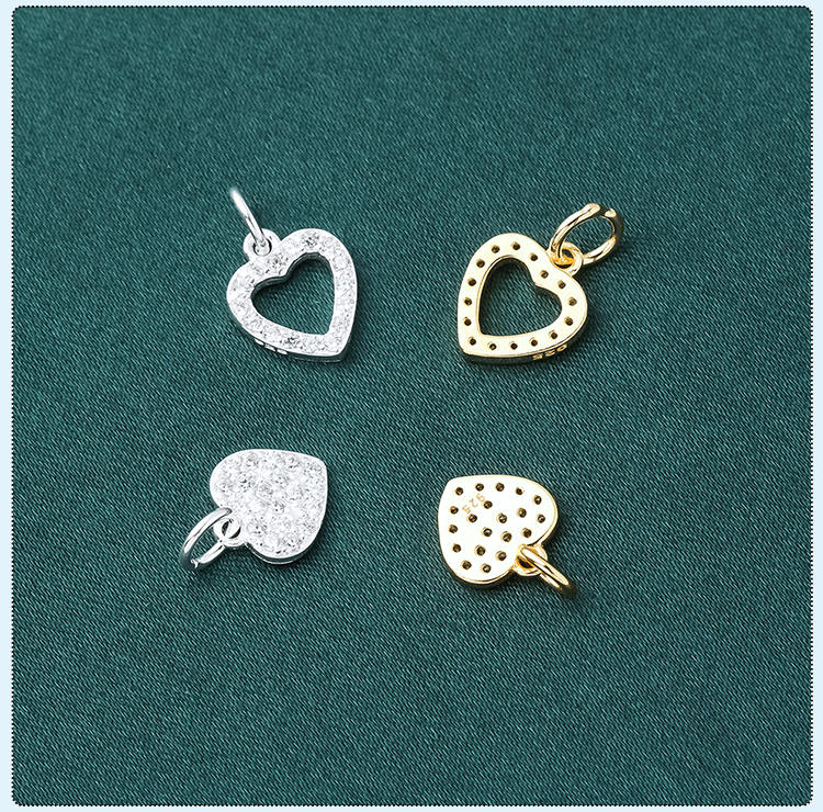 925 Sterling Silver Material 1 Piece 925 Sterling Silver Heart Shape Pendant