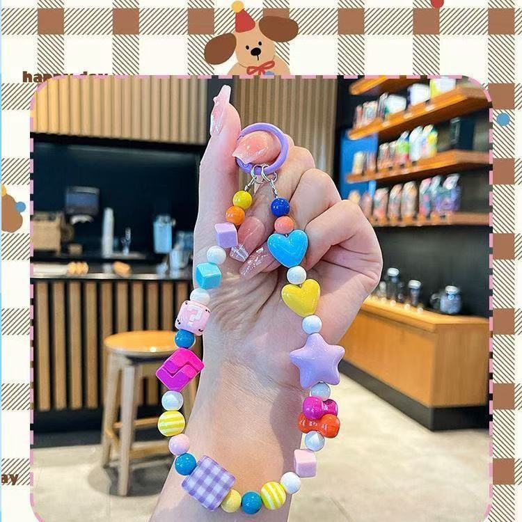 DIY Dopamine Bead Phone Chain, Internet-famous Cute Girl's Bag Pendant, CCD Camera Anti-lost Hand Strap