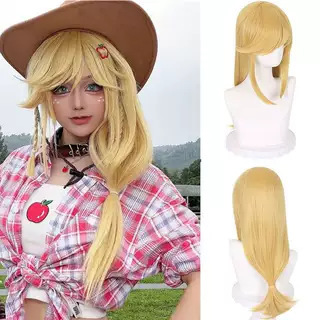 Applejack Wig American Animated My Little Pony Jack Cos Fake Hair Yellow Long Straight Hair Applejack