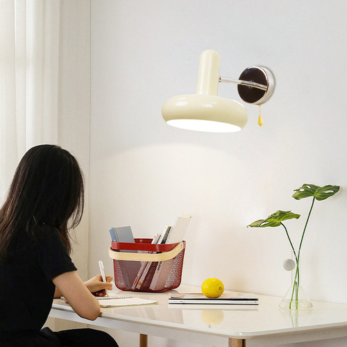 Bauhaus wall lamp bedroom wall lamp Nordic rocker bedside lamp cream style retractable living room background wall lamp