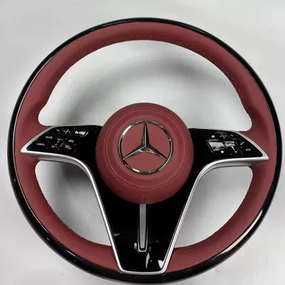 Steering wheel – Suitable for Mercedes E-Class S-Class S400 - black-walnut-wood-red-nappa-leather