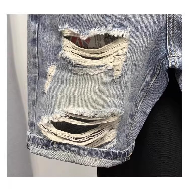 Hellblaue Jeansshorts Für Herren Im Angesagten Used-look_voghion.com