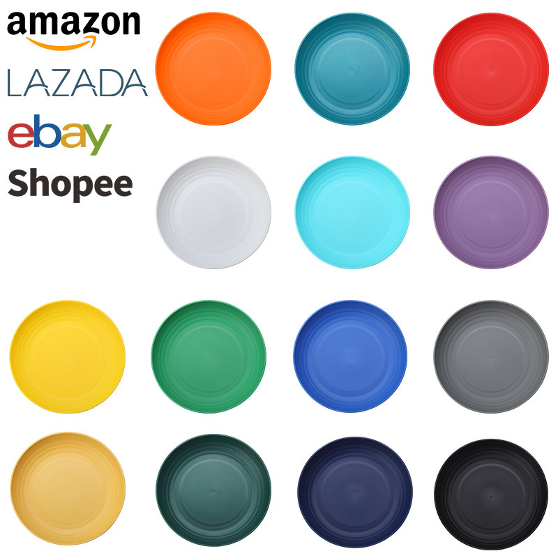 Amazon Cross-border Plastic Tableware pp Medium Round Plate 1 Pack Outdoor Picnic Camping Style Reusable Plastic
