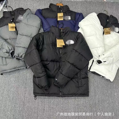 冬の美版1996高バージョンの格子帽子付き綿服男女同タイプの防寒保温カップル刺繍コート