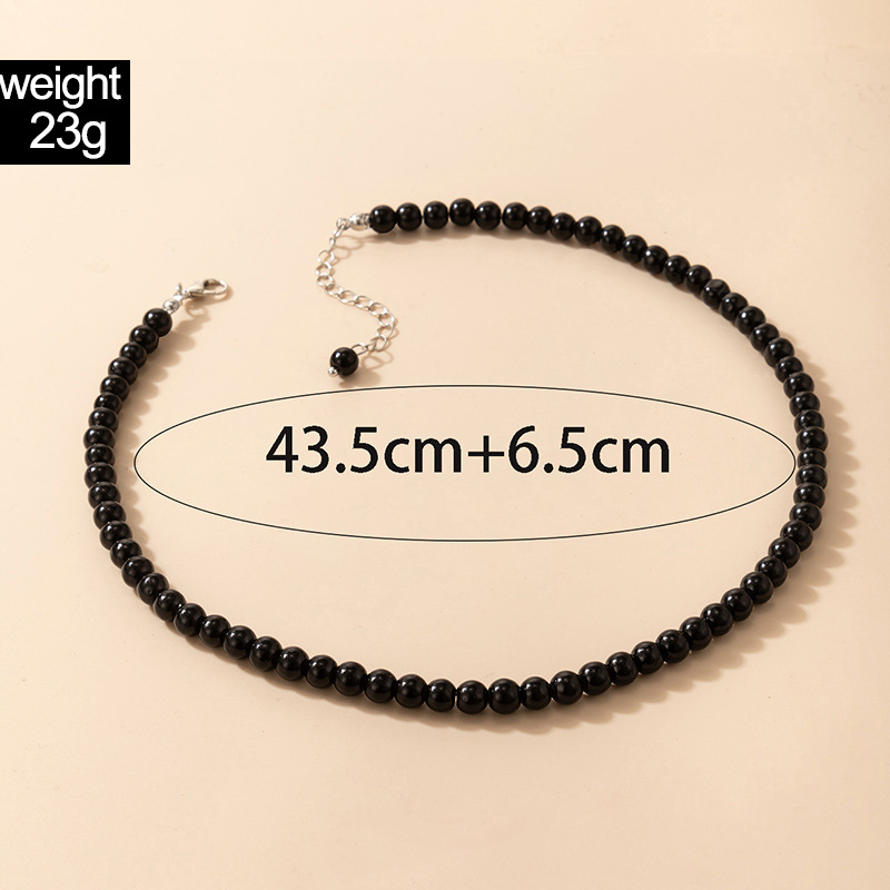 23g Weight Necklace Classification Geometric Pattern Unisex Gender Simple Style Style Fashion Jewelry Black Beaded Single Layer Necklace Geometric Bead Clavicle Chain 无