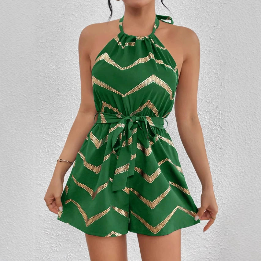 Европа и США 2025 новый Amazon с горячей шеей с открытой спиной Сексуальные шорты темперамент модный