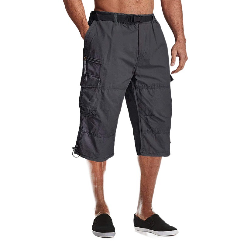 Venta al por mayor transfronteriza al aire libre recortada pantalones de los hombres de verano sueltos gruesos pantalones cortos casuales resistentes al desgaste juvenil multi-Bolsillo overoles