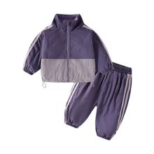 2025秋季新款儿童加绒冲锋衣运动服两件套男女童宝宝外套帅气套装