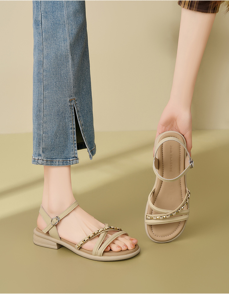 Dép sandal nữ quai chữ V đế thấp siêu mềm nhẹ — CE56 màu vàng nhạt chi tiết 20