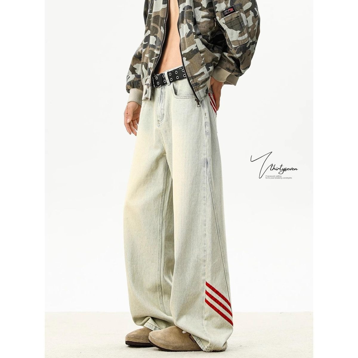 Pantalones Jeans de Rayas para Hombre de Denim, Corte Recto, para Uso Diario