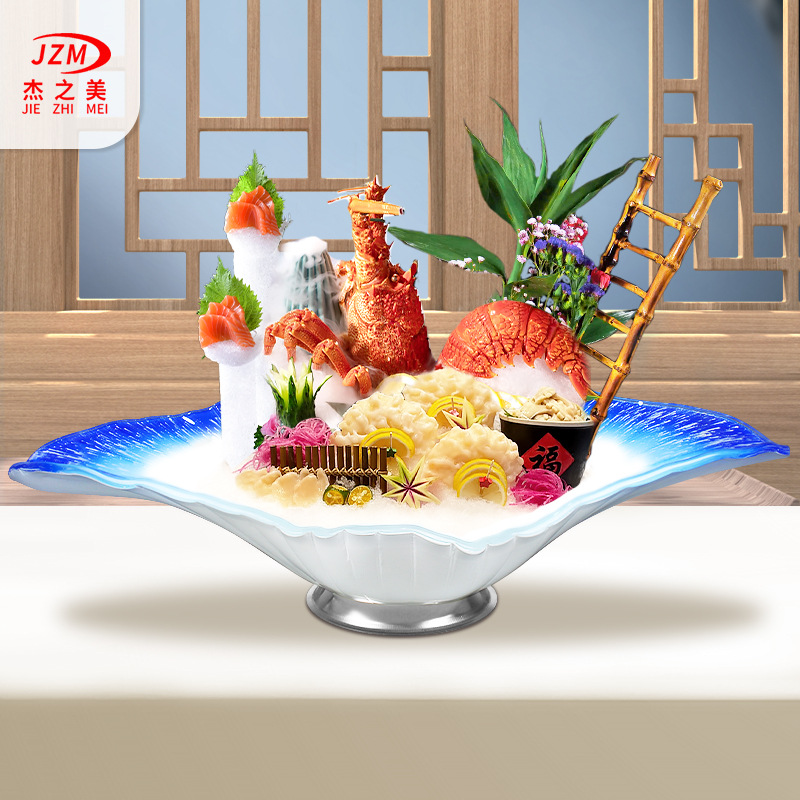 고급 연어 회 접시 얼음 접시 해산물 자세 생선 조각 접시 매운 플래터 드라이 아이스 식기 생선 특수 접시