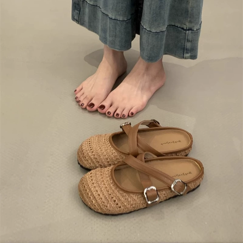 Wanwanfeng носит богемные туфли Birkenstock для женщин новая весна-лето 2025 отпуск, Mary Jane полузаноски