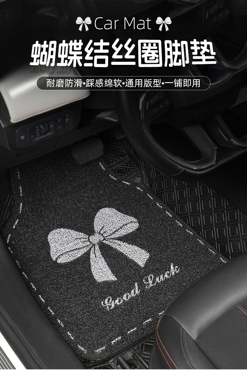 Car Floor Mats for Women, Thickeneded Wire Rings, Cute Driver's Universal Rear Single-Piece Anti-Slip and Anti-Dirty Car Protection Mat