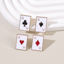 日本原宿创意扑克牌金属徽章衣领别针配饰简约几何胸针鞋扣批发