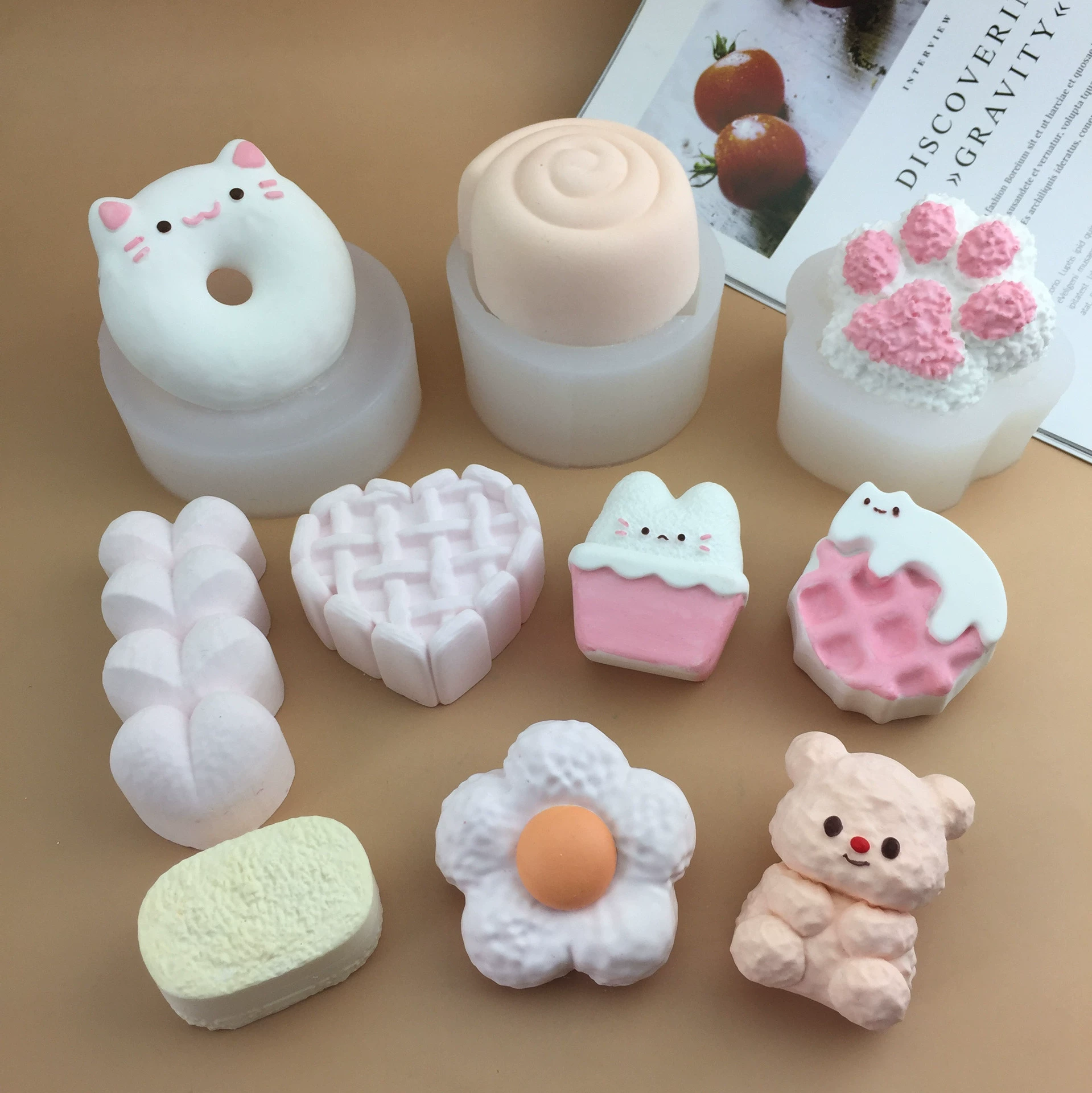 Фондант, кролик, силиконовая форма, DIY, котёнок, с милыми медвежатами, цветочный принт, снятие стресса