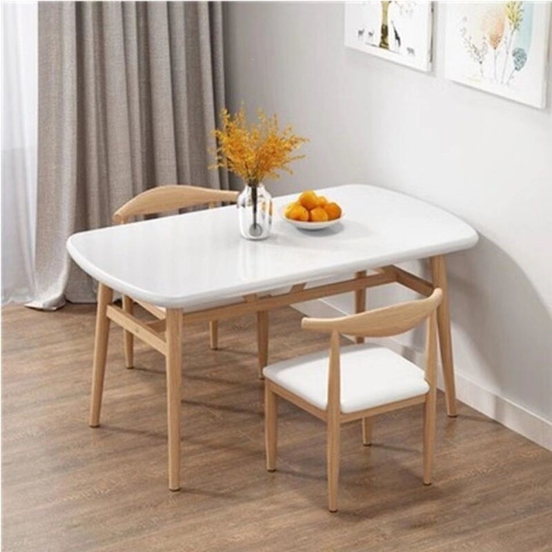 Antique-style square dining table, Nordic-style long dining table, suitable for home use, rental apartments, restaurants, and barbecue restaurants; dining table and chair set