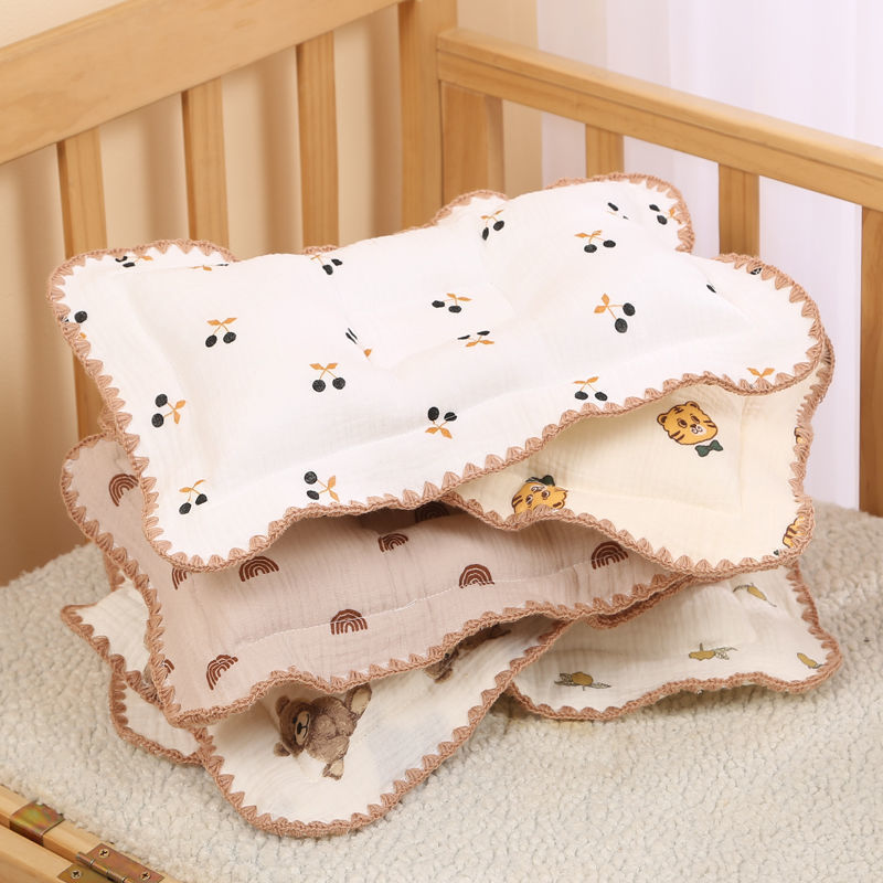 baby pillow baby pure cotton Gauze Pillow shape lace newborn Head type correct Cong