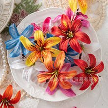 仿真花手工diy小百合花朵花头鞋花帽花家居餐桌摆件绢花头饰装饰