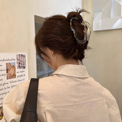 Niche design transparent clip large hair volume shark clip high-end hair clip female back head clip headwear