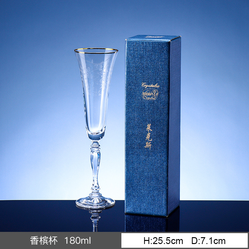 Ventaje de alto valor simple de importación checa sin plomo cristal taza de champagne taza de pies altos taza de champagne europea en forma de tulipan