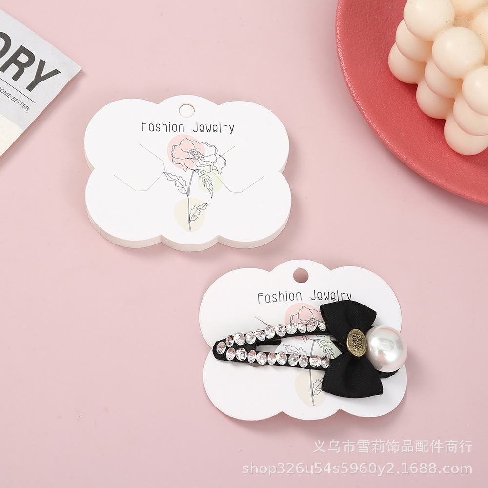厂家直供高级款云朵发夹卡纸DIY装饰夹子玫瑰卡纸头绳发夹饰品