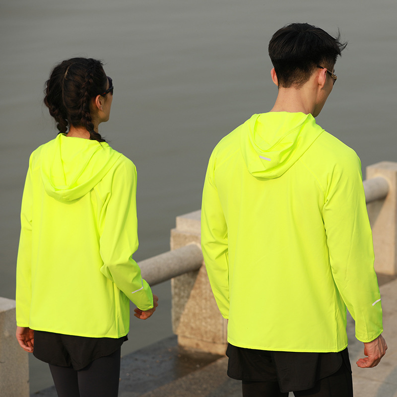 Travel quick dry windbreaker, breathable light and thin sun protection clothing with hood for men and women, sports uniform, jacket, for running 2