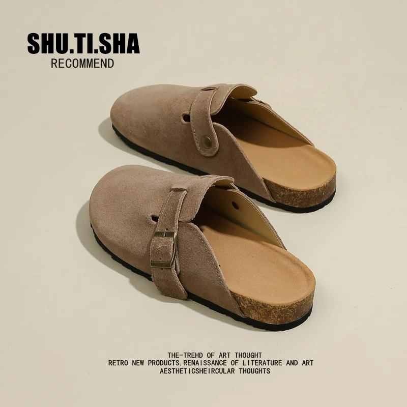 Мюли Birkenstock женские, пробковая платформа, толстая подошва, закрытый носок