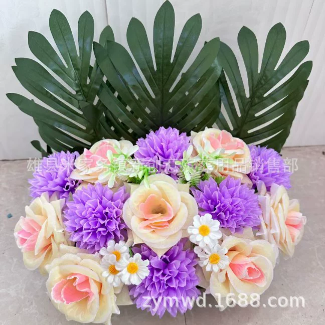 Qingming Festival realistic potted flowers forever memory memorial small black pot new funeral tomb sweeping offerings