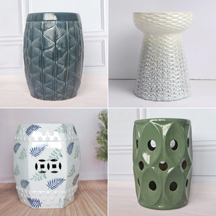 Ceramic Drum Stool Roman Column Embroidered Stool Nordic Porcelain Art Stool Study Sitting Stool Gradient Drum Stool Simple Prismatic Mushroom Stool