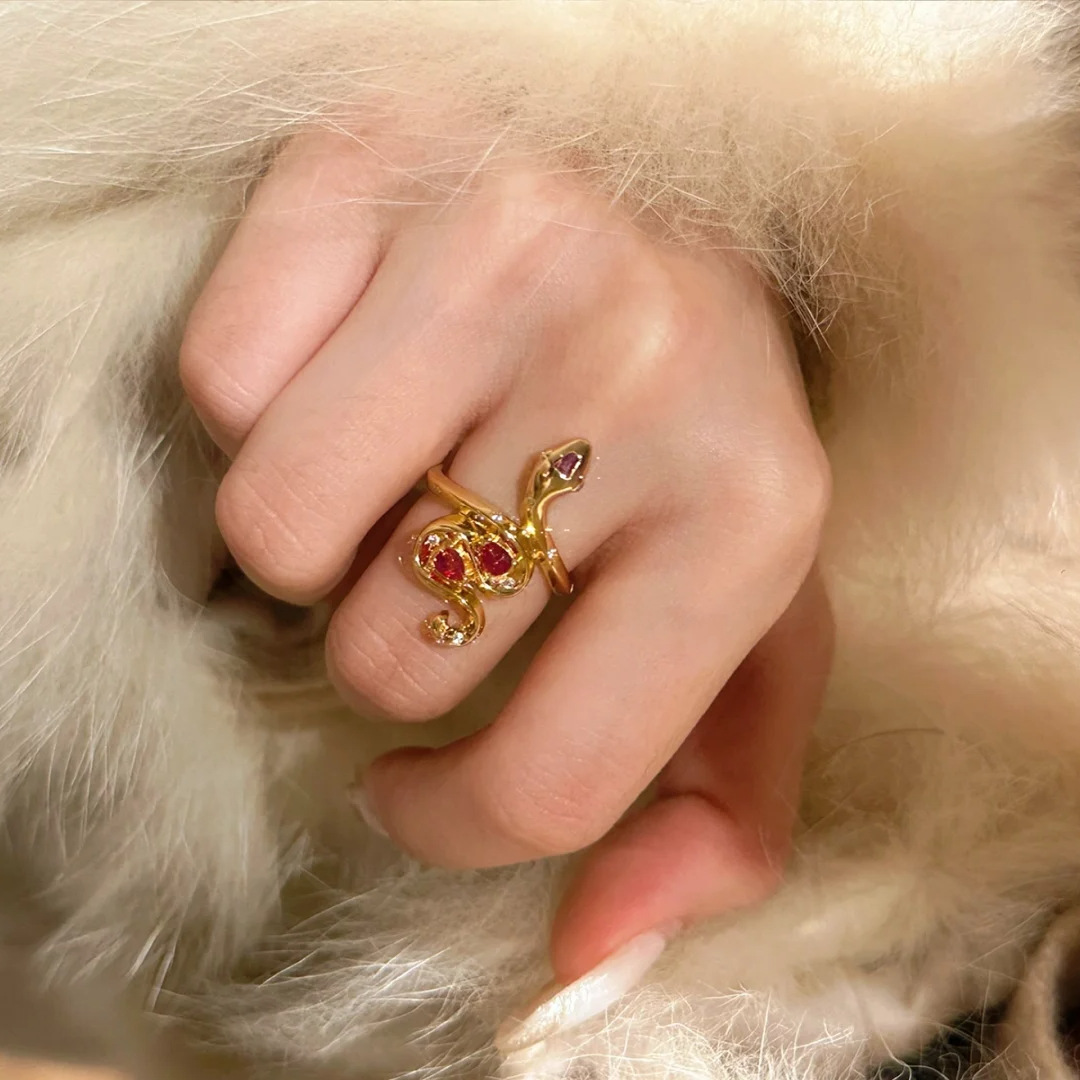 7g Weight Open Rings Classification 1 Piece Quantity Casual, Daily Occasion Copper Material Snake Pattern All Seasons Season Women's Gender Chinoiserie, Vintage Style Style Wholesale Jewelry Chinoiserie Vintage Style Snake Copper Open Rings 4
