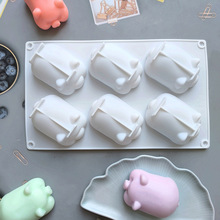 6连大猪770蛋糕硅胶模具面包烤盘慕斯法式甜品模DIY布丁烘焙工具