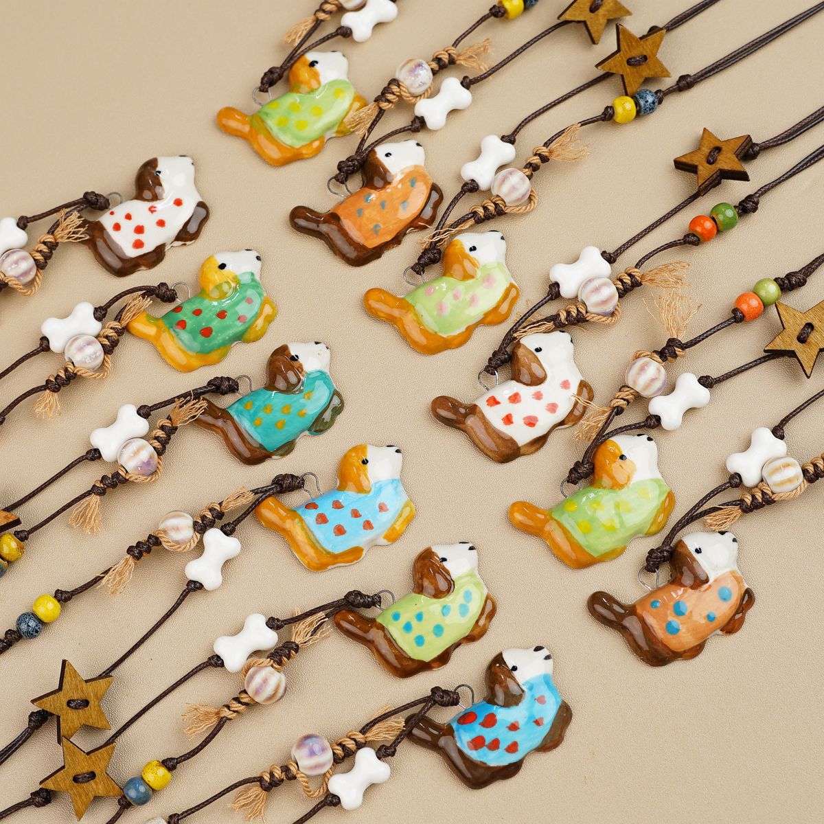 Jingdezhen Ceramic Puppy Necklace Xiaohongshu New Chinese Ethnic Style Ceramic Long Sweater Chain Accessories Wholesale