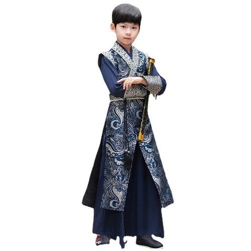 Hanfu Boys Spring and Autumn 2024 New Tang Suit Children's Ancient Costumes Chinese Style Handsome Martial Arts Ancient Style Performance Costumes Wholesale