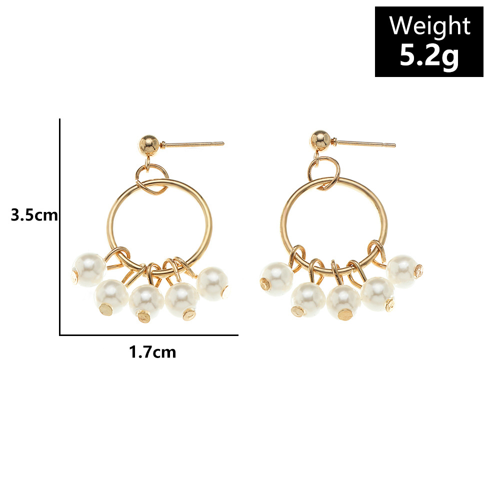 Korean Circle Pearl Pendant Earrings Wholesale display picture 2