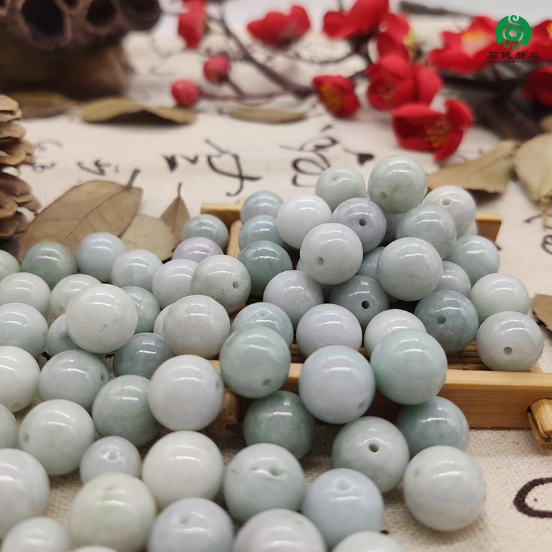 Myanmar jade Ice waxy kind 13mm Loose bead bead Bracelet Necklace diy parts Sihui wholesale