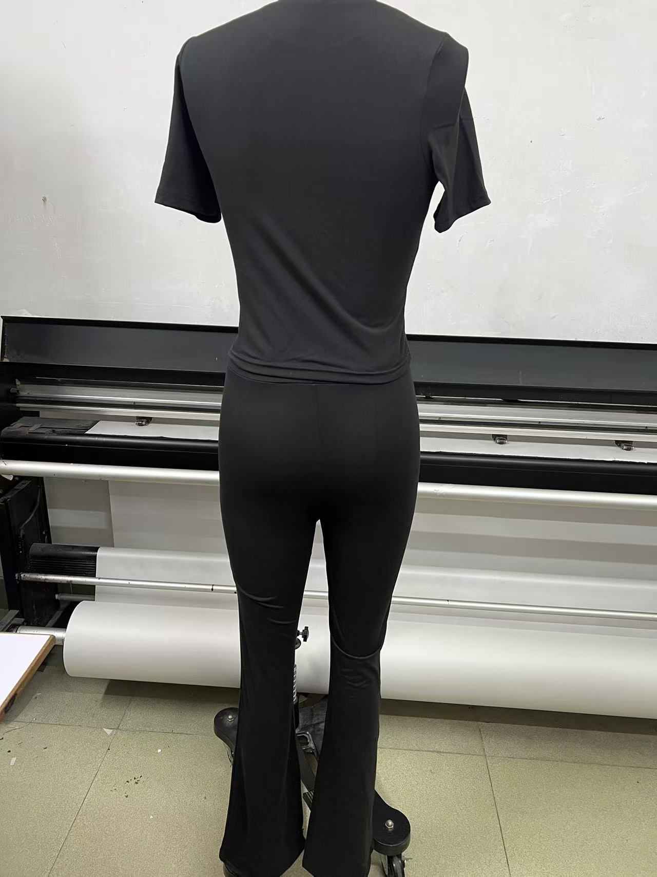 2025 European And American Cross-Border New Casual Set Short Sleeve Top Long Pants Homewear Sportswear Yoga Wear_ecoleips.com