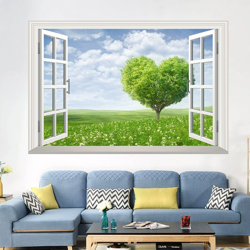Наклейки на стену с фальшивым окном, обои для гостиной, спальни, декоративные наклейки для телевизора, самоклеящиеся наклейки