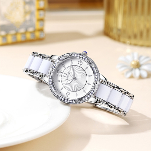 Dropshipping new style ceramic watch strap butterfly buckle quartz watch Kuaishou live broadcast waterproof ladies watch