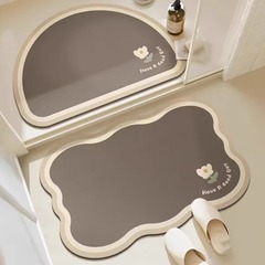 珪藻土フロアマット、浴室用、吸水性が高く、汚れにくく、お手入れが簡単、浴室ドア用滑り止めマット、速乾性と耐摩耗性のドアマット