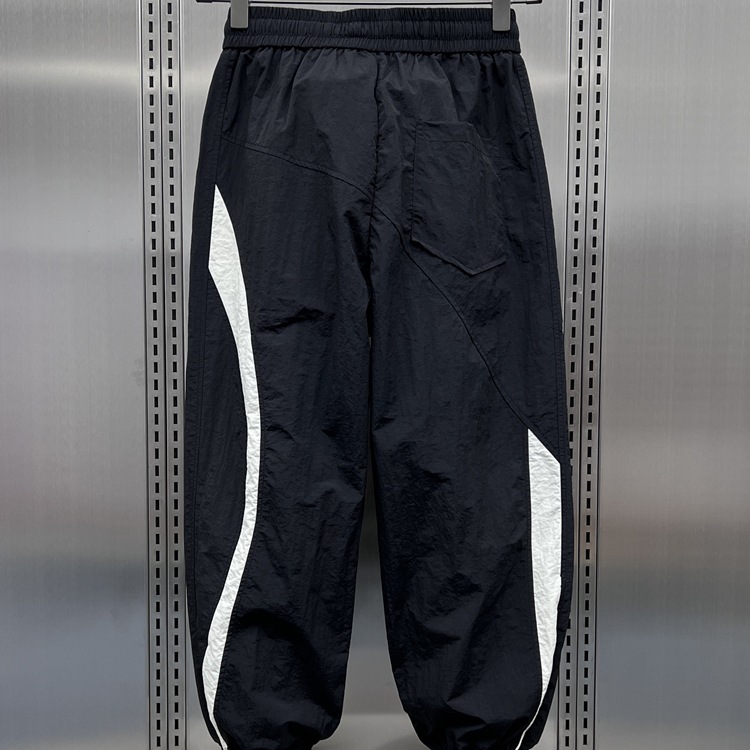 Summer quick drying striped patchwork outdoor leggings for men's trendy loose wide leg casual cropped Harlen pants_voghion.com