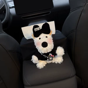 New West Highland Car Armrest Box Tissue Box Storage Car Tissue Holder Seat Tissue Bag Decoration Cute for Women