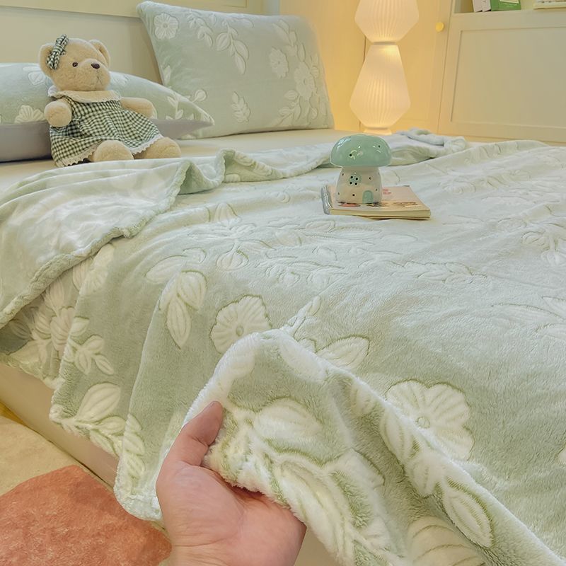 冬季雪花绒毛毯ins风柔软珊瑚绒床单宿舍办公室四季午休睡盖毯子