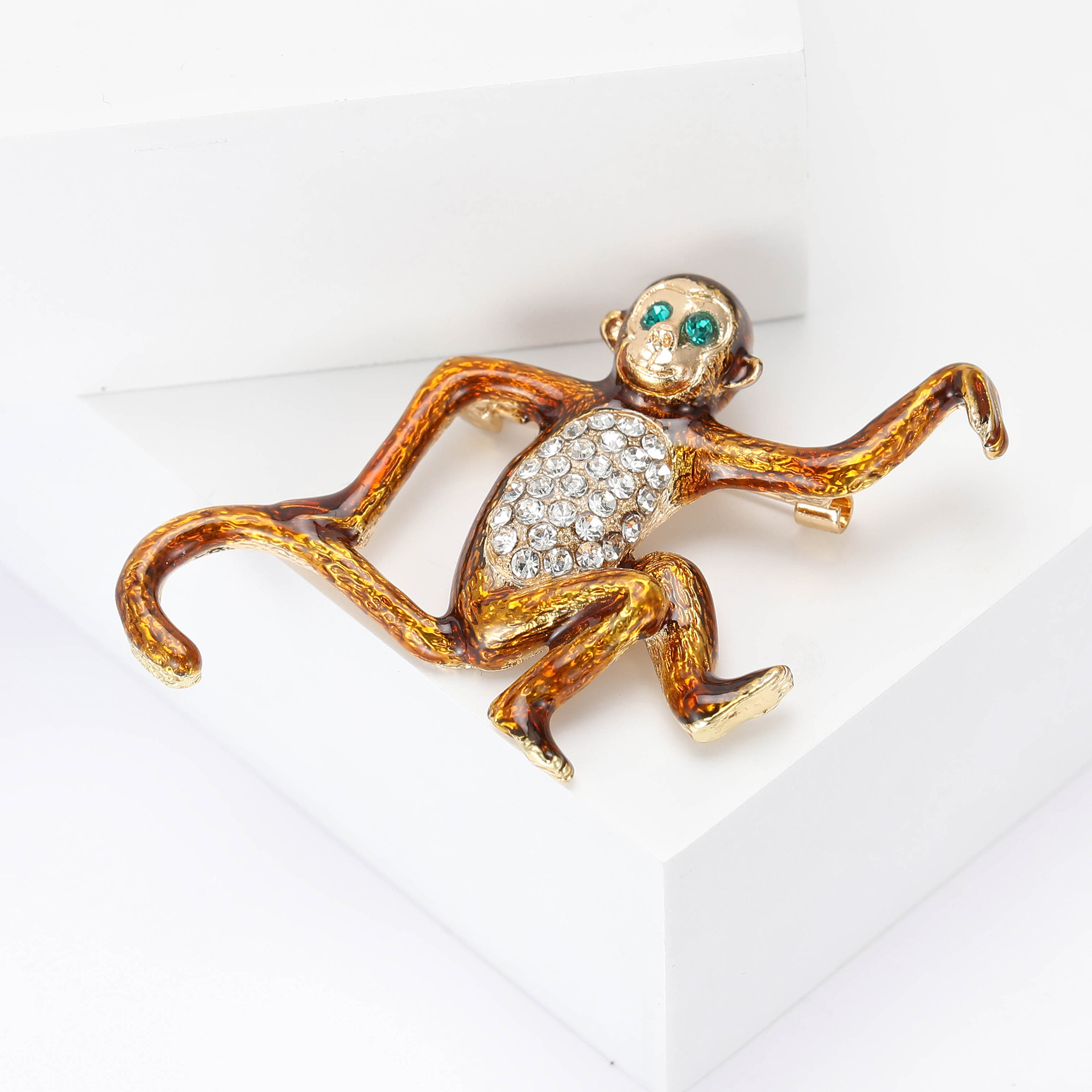 All Seasons Season Vintage Style Pin Monkey Alloy Enamel Rhinestones Women's Brooches