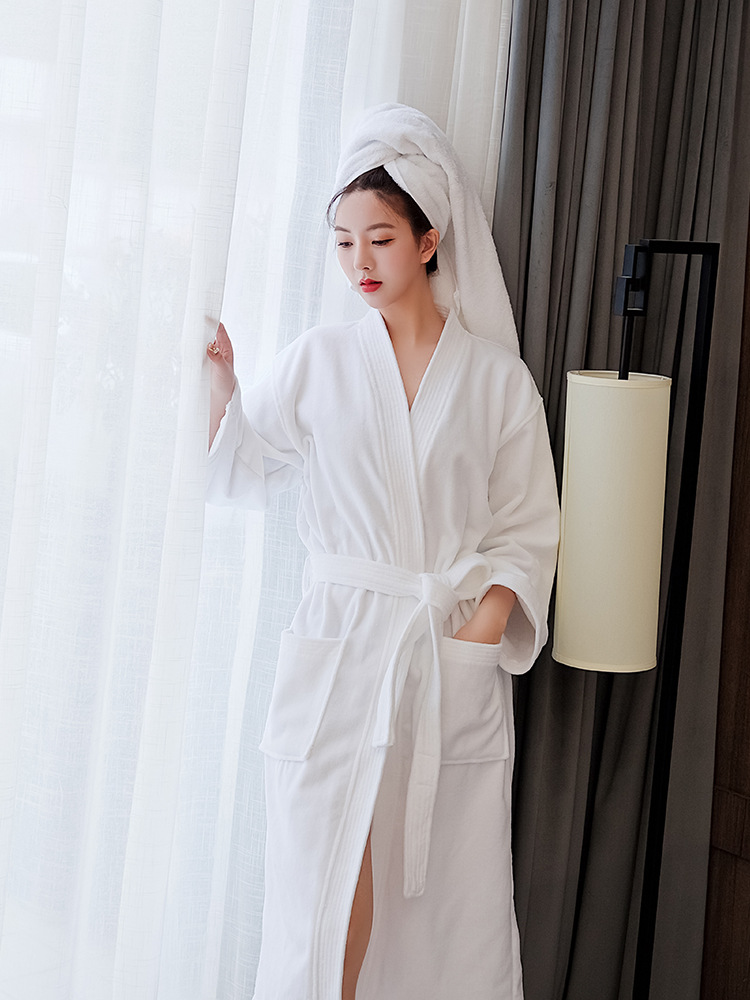 호텔 퓨어 코튼 타월 소재 성인 목욕 가운 남녀 화이트 여름 목욕 가운 사계절 유니버설 뷰티 살롱