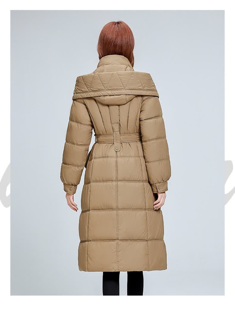 Dames gewatteerde winterjas met capuchon lange puffer jas_voghion.com