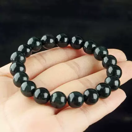 厂家直销药王石手串活磁单圈西藏玉橄榄绿陨石墨绿玉石手链批发