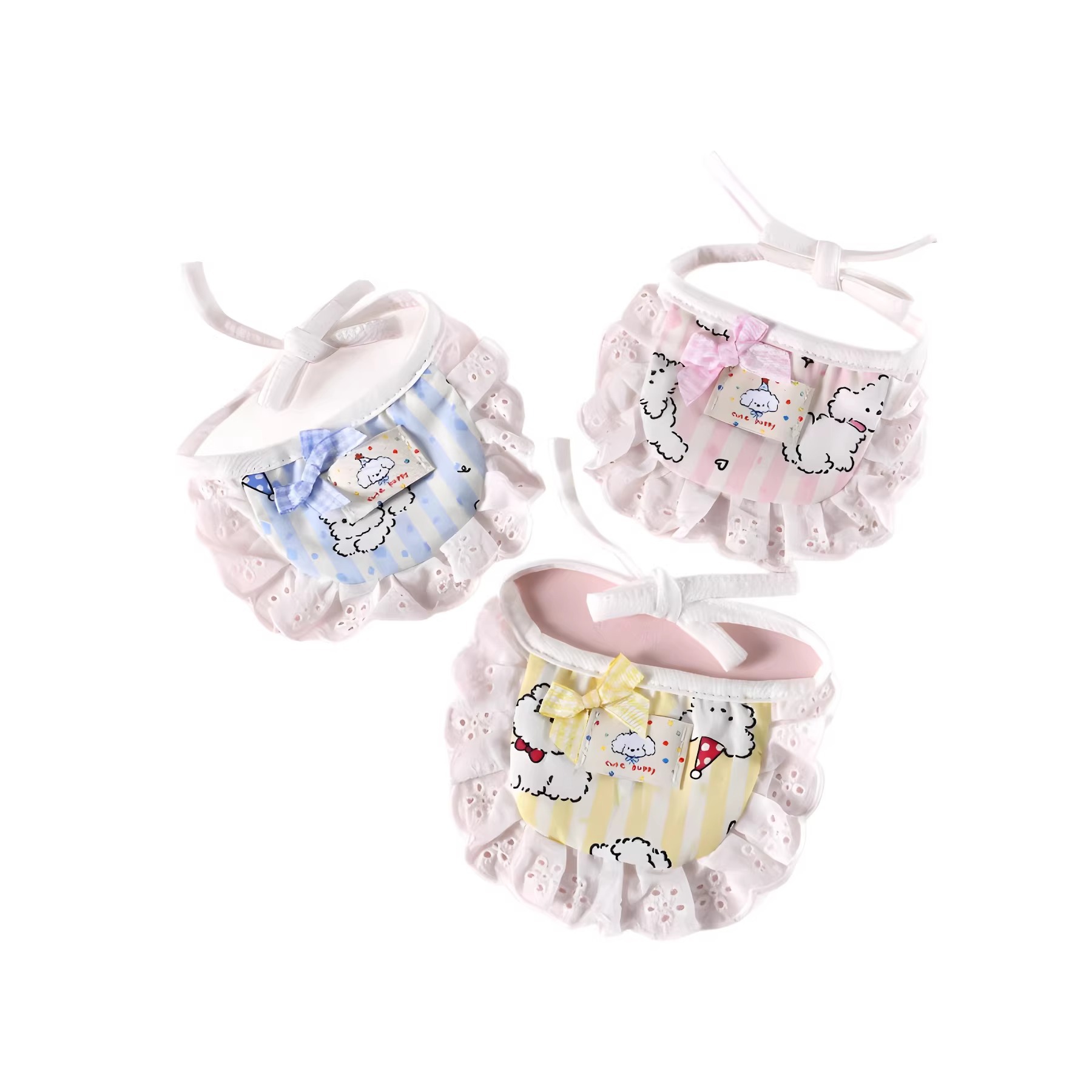 Pet bib dibujos animados rayas perros patrón de encaje decoración de encaje adorable mascota vestir con toallas de saliva foto image 6