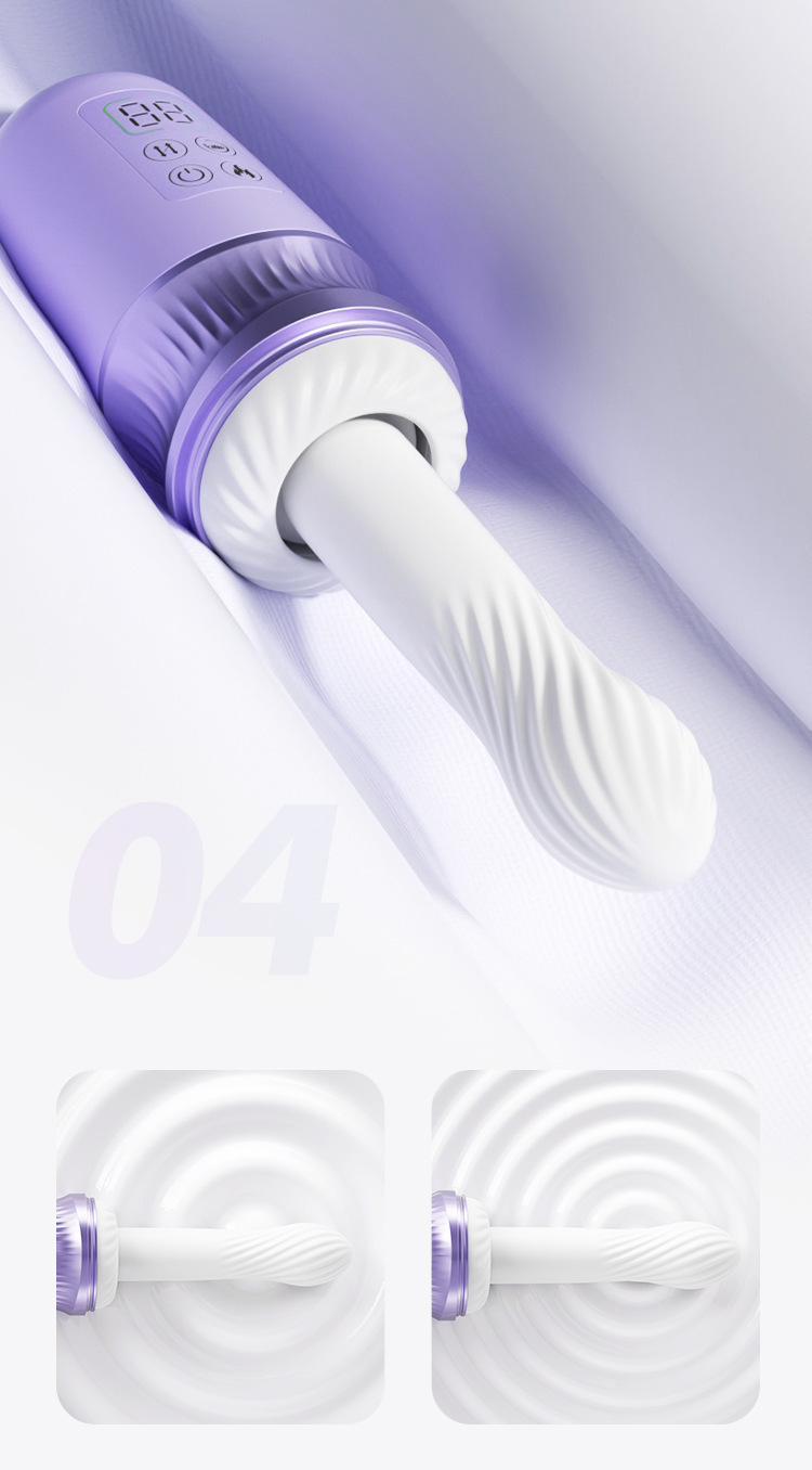 App-Controlled Telescopic Vibrator with Heating, Remote Control, Purple — detail image 25