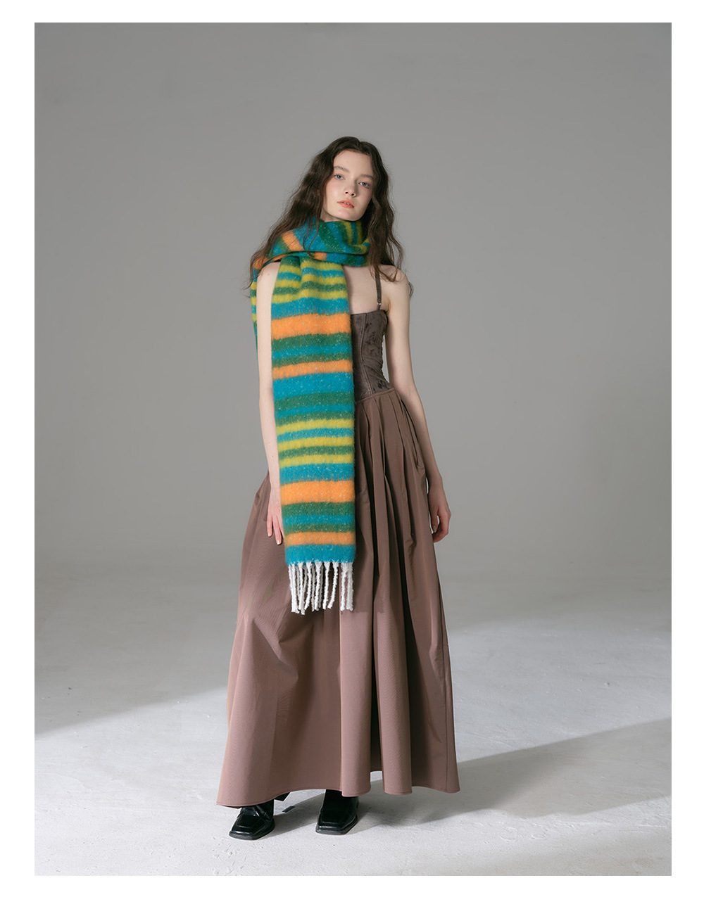Sciarpa a righe dopamine donna imitazione cashmere morbido collo_voghion.com
